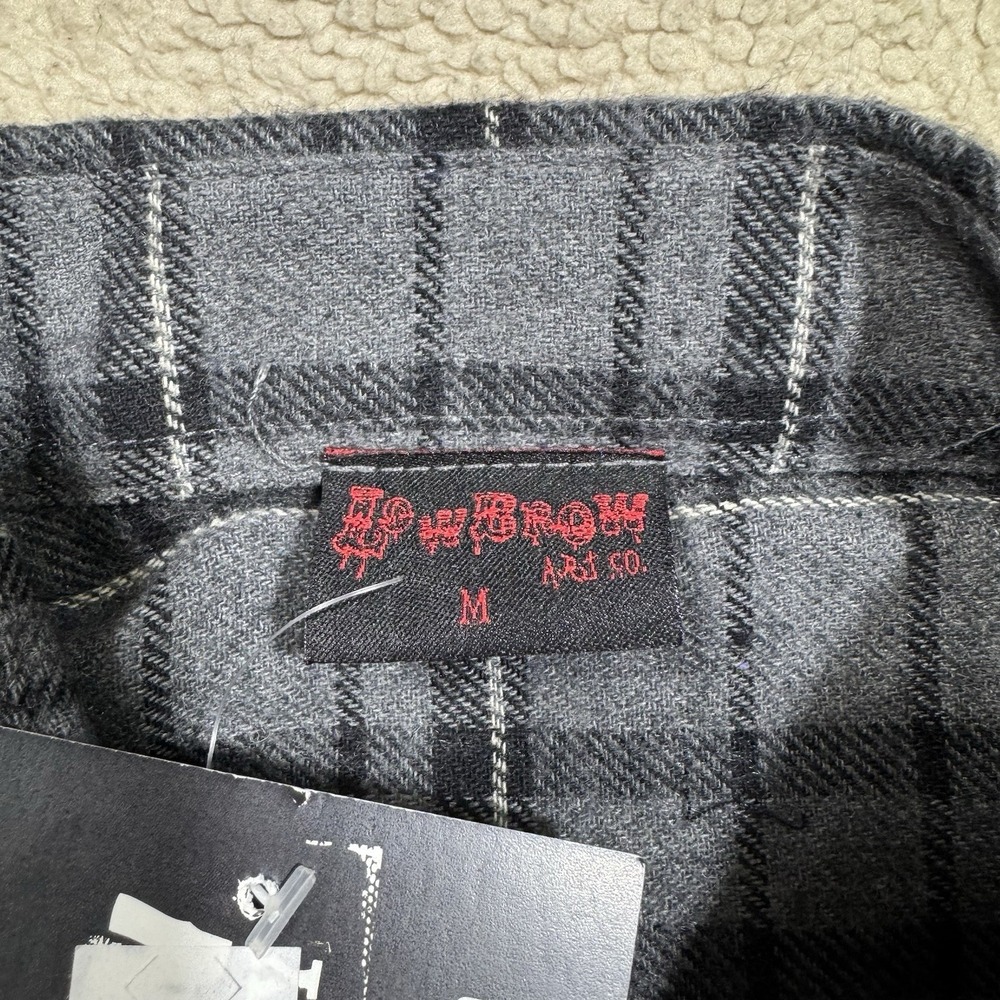 Lowbrow Art Company Shirt Mens Medium Plaid Button-Up Flannel Low Life Skull NEW - Picture 7 of 16